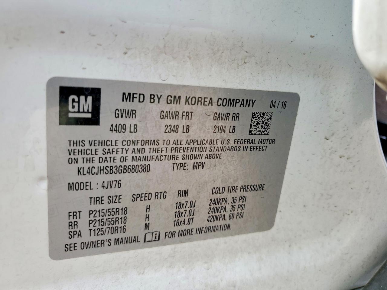 2016 BUICK ENCORE PREMIUM photo 13