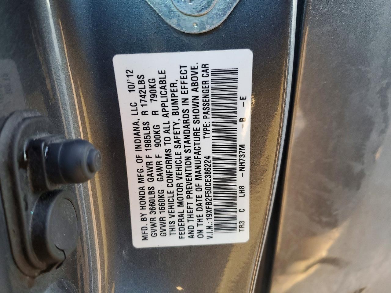 2012 HONDA CIVIC LX photo 12