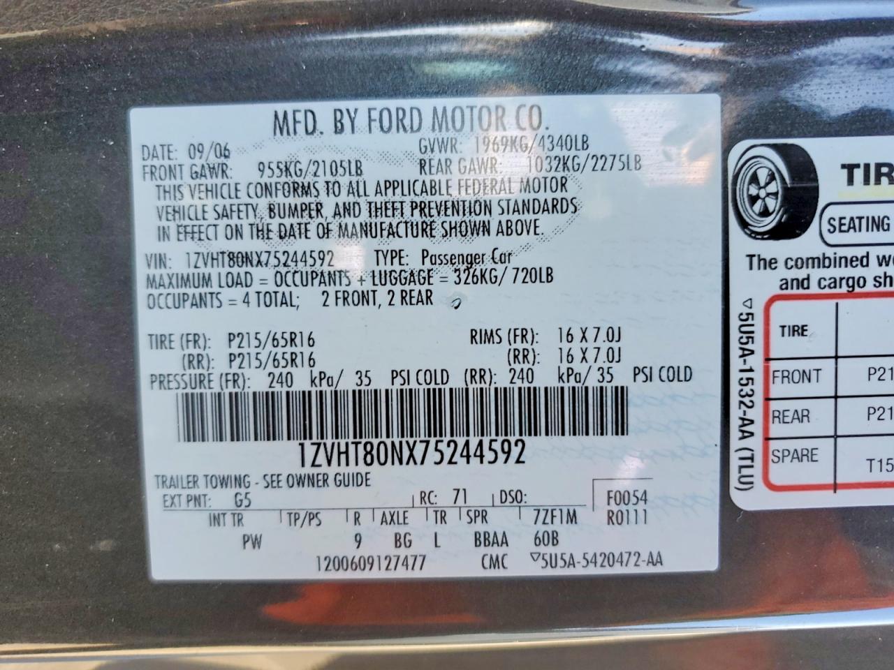 2007 FORD MUSTANG photo 12