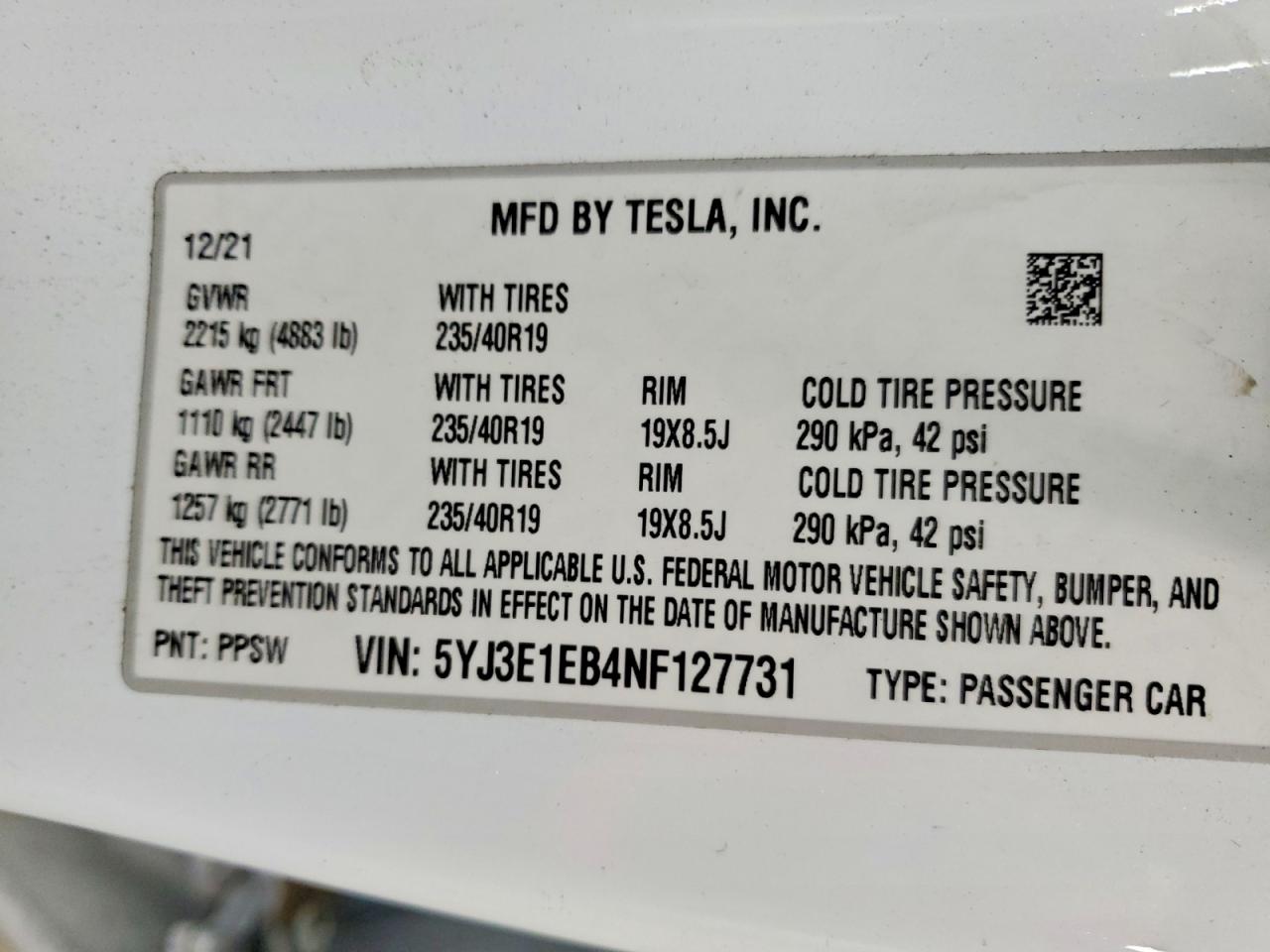 2022 TESLA MODEL 3 photo 13