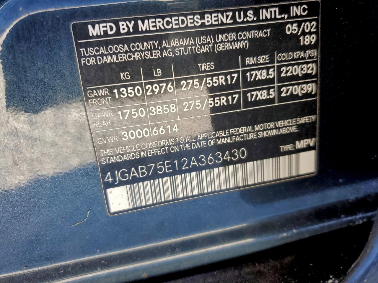 2002 MERCEDES-BENZ ML 500 photo 13