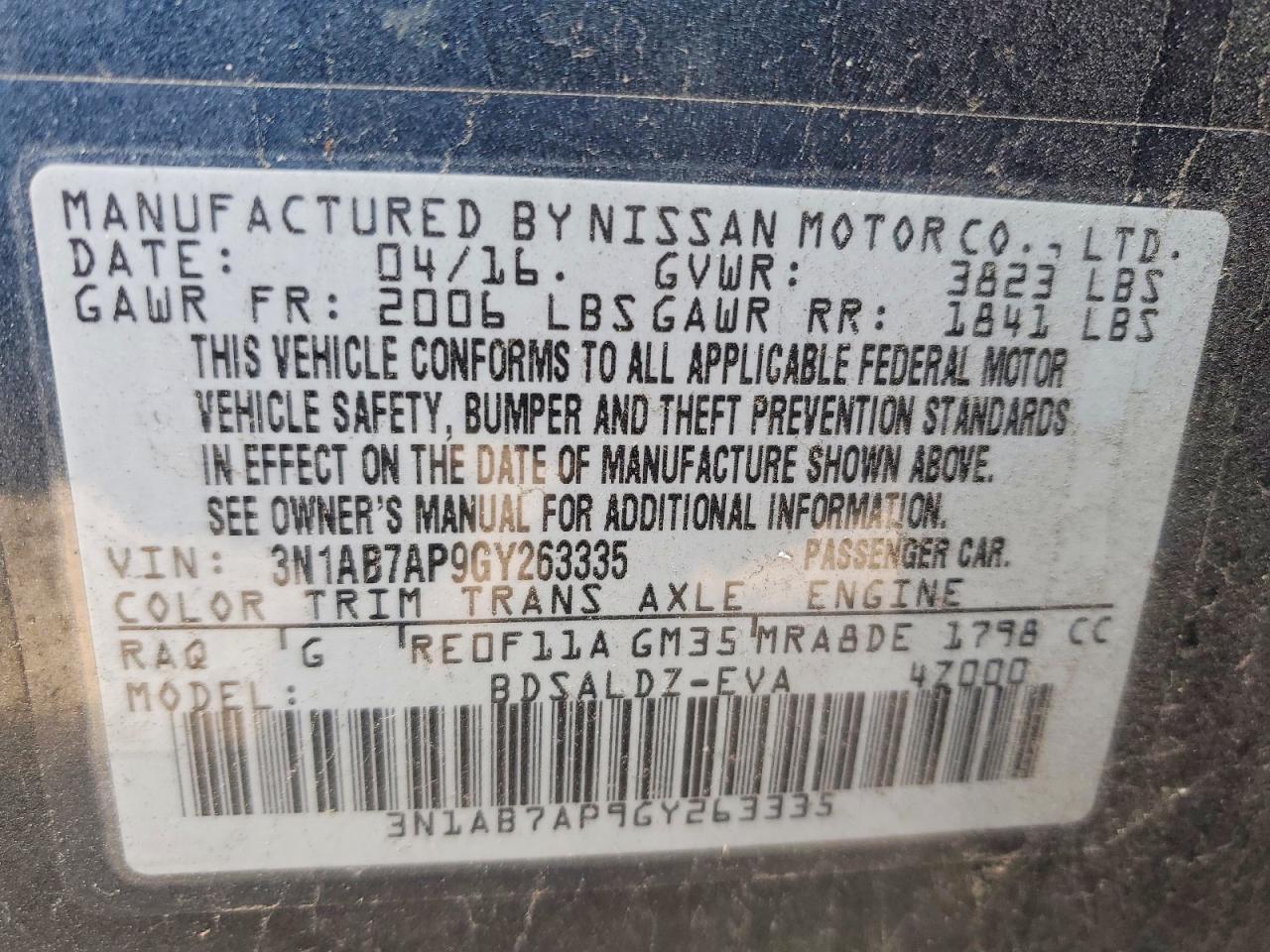 2016 NISSAN SENTRA S photo 12