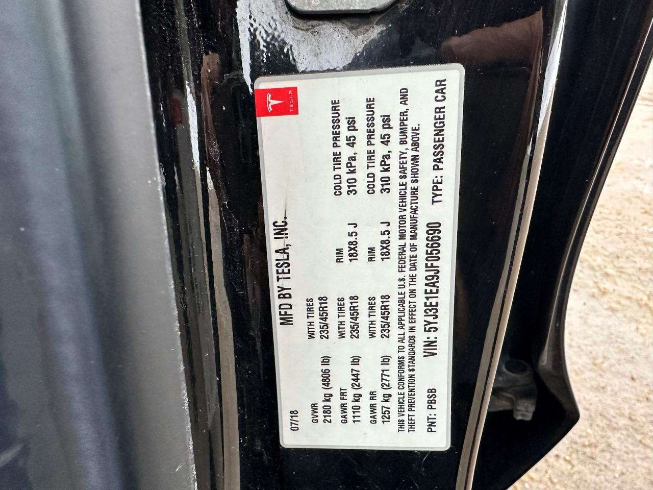 2018 TESLA MODEL 3 photo 19