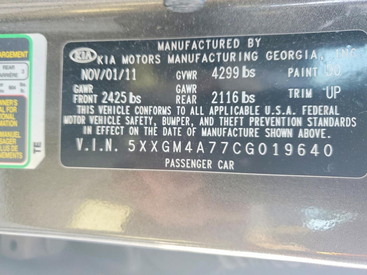 2012 KIA OPTIMA LX photo 12