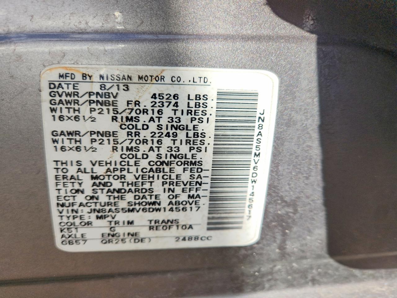 2013 NISSAN ROGUE S photo 13