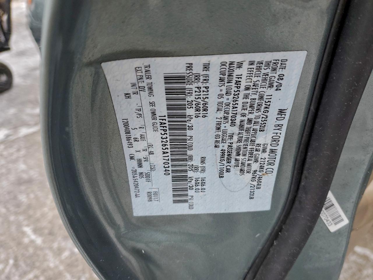 2005 FORD TAURUS SE photo 12