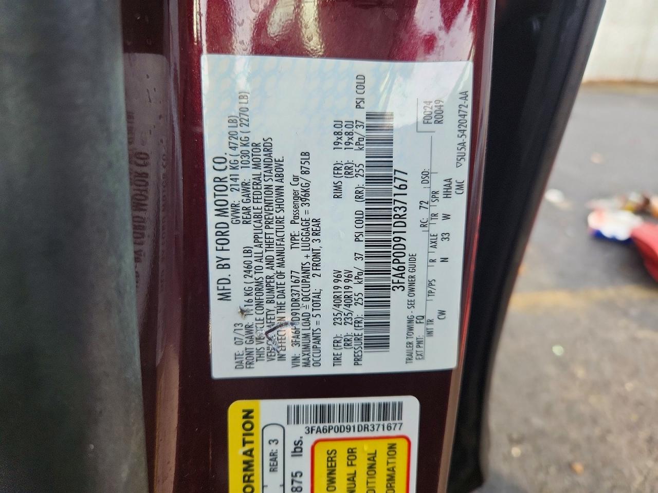 2013 FORD FUSION TITANIUM photo 12