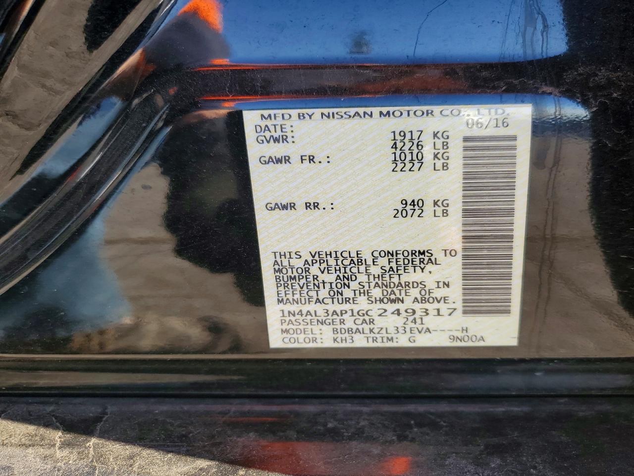 2016 NISSAN ALTIMA 2.5 photo 12