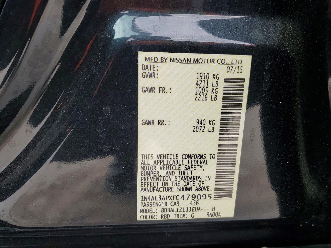 2015 NISSAN ALTIMA 2.5 photo 12