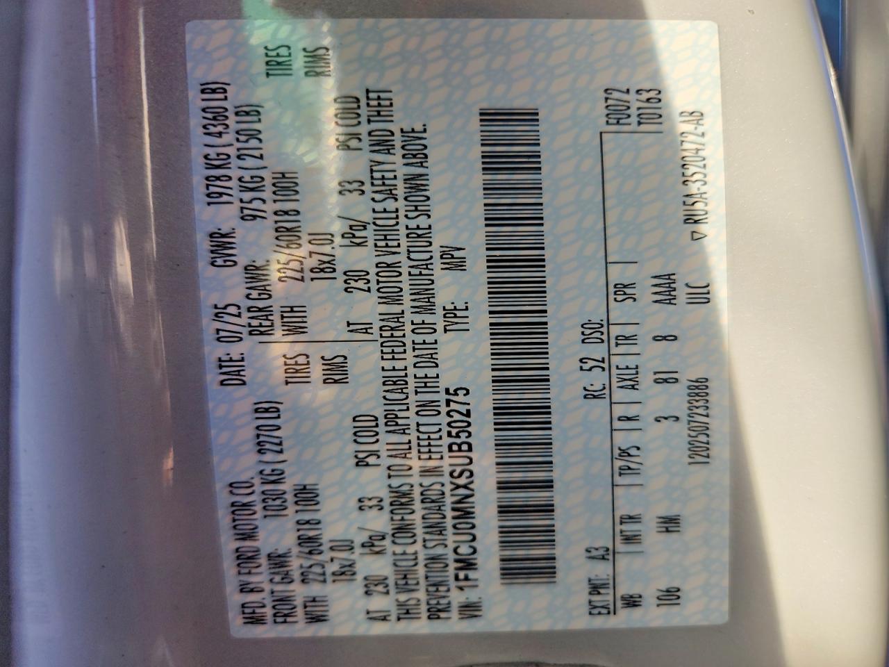 2025 FORD ESCAPE ST LINE photo 12