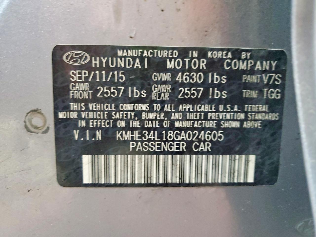 2016 HYUNDAI SONATA HYBRID photo 13