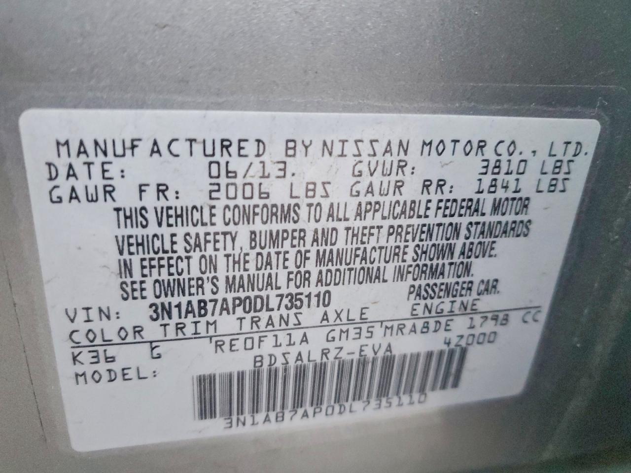 2013 NISSAN SENTRA S photo 13