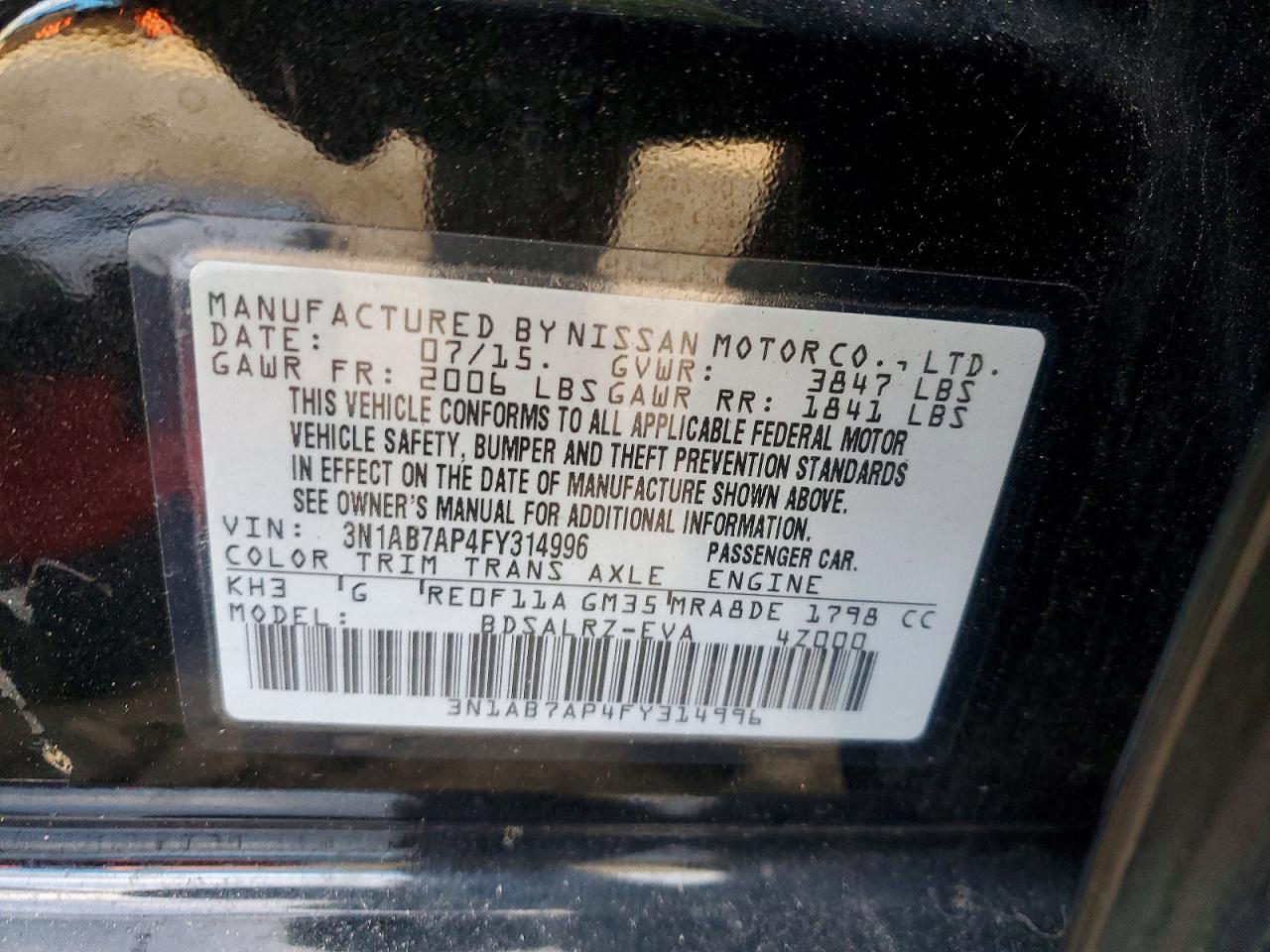 2015 NISSAN SENTRA S photo 12