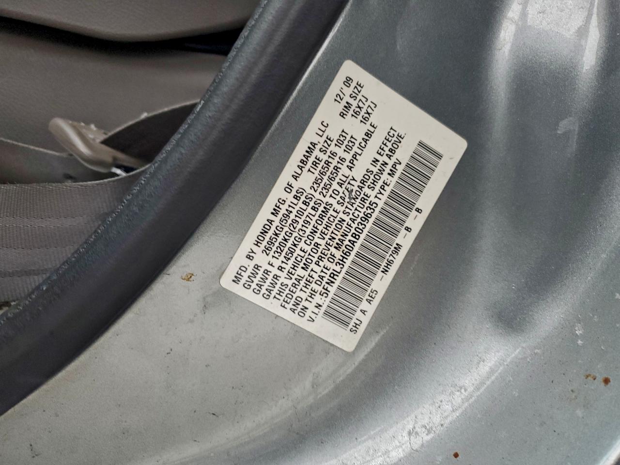 2010 HONDA ODYSSEY EXL photo 13