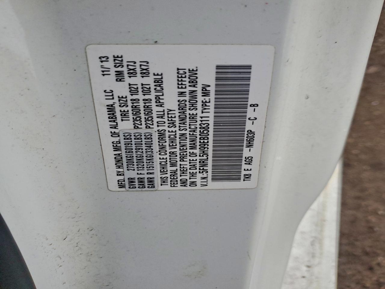 2014 HONDA ODYSSEY TOURING photo 13