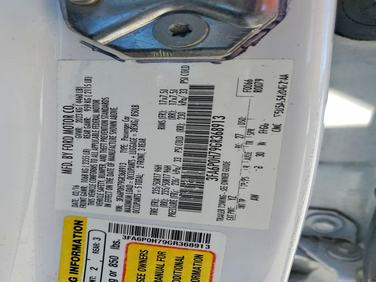 2016 FORD FUSION SE photo 23