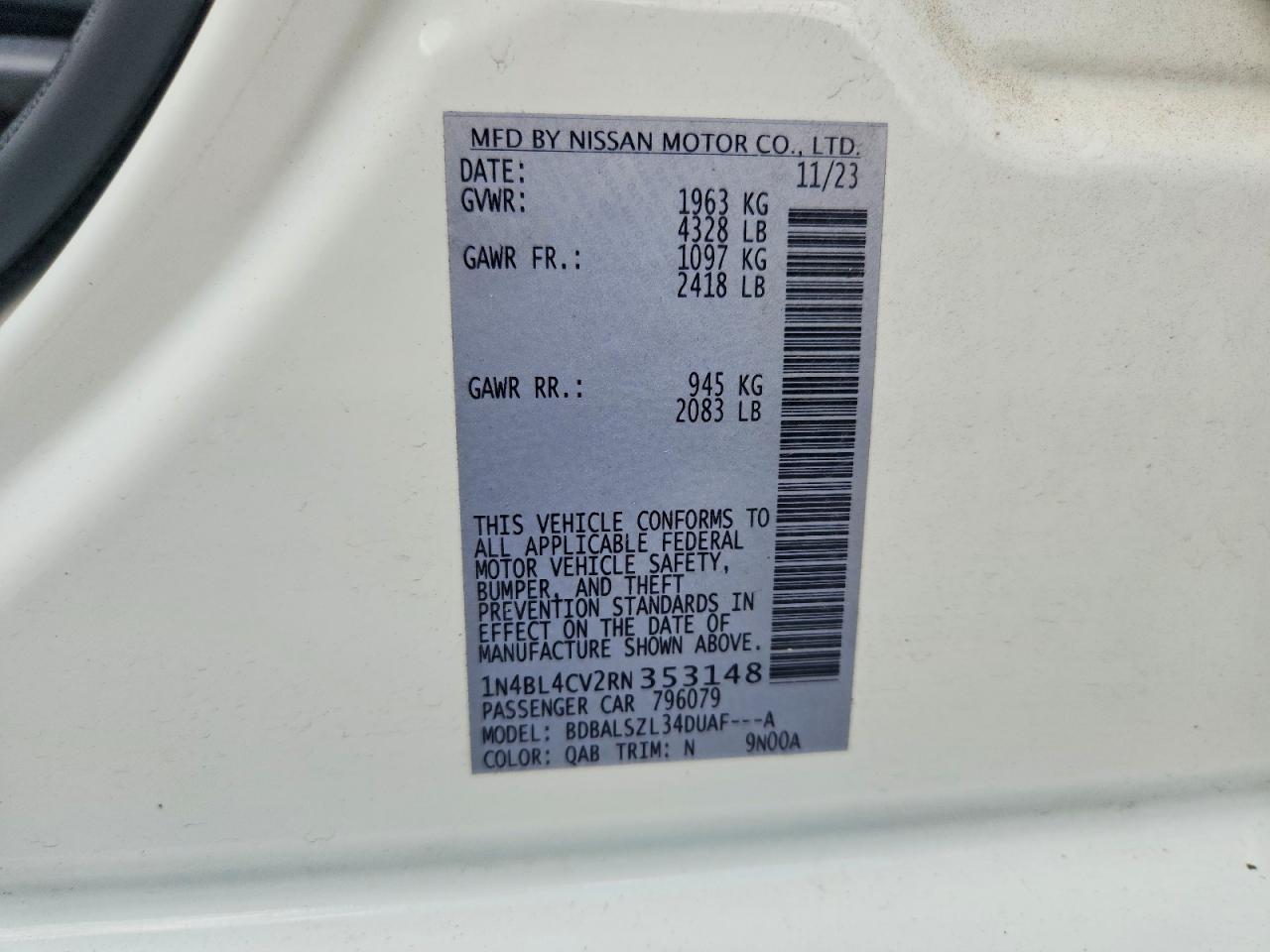 2024 NISSAN ALTIMA SR photo 12