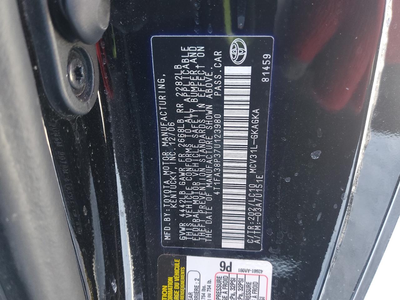2007 TOYOTA CAMRY SOLARA SE photo 12