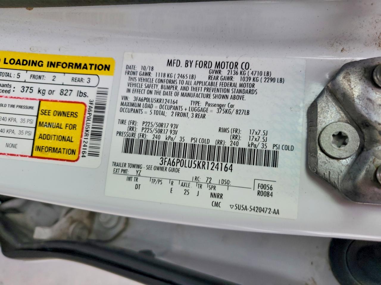 2019 FORD FUSION SE photo 23
