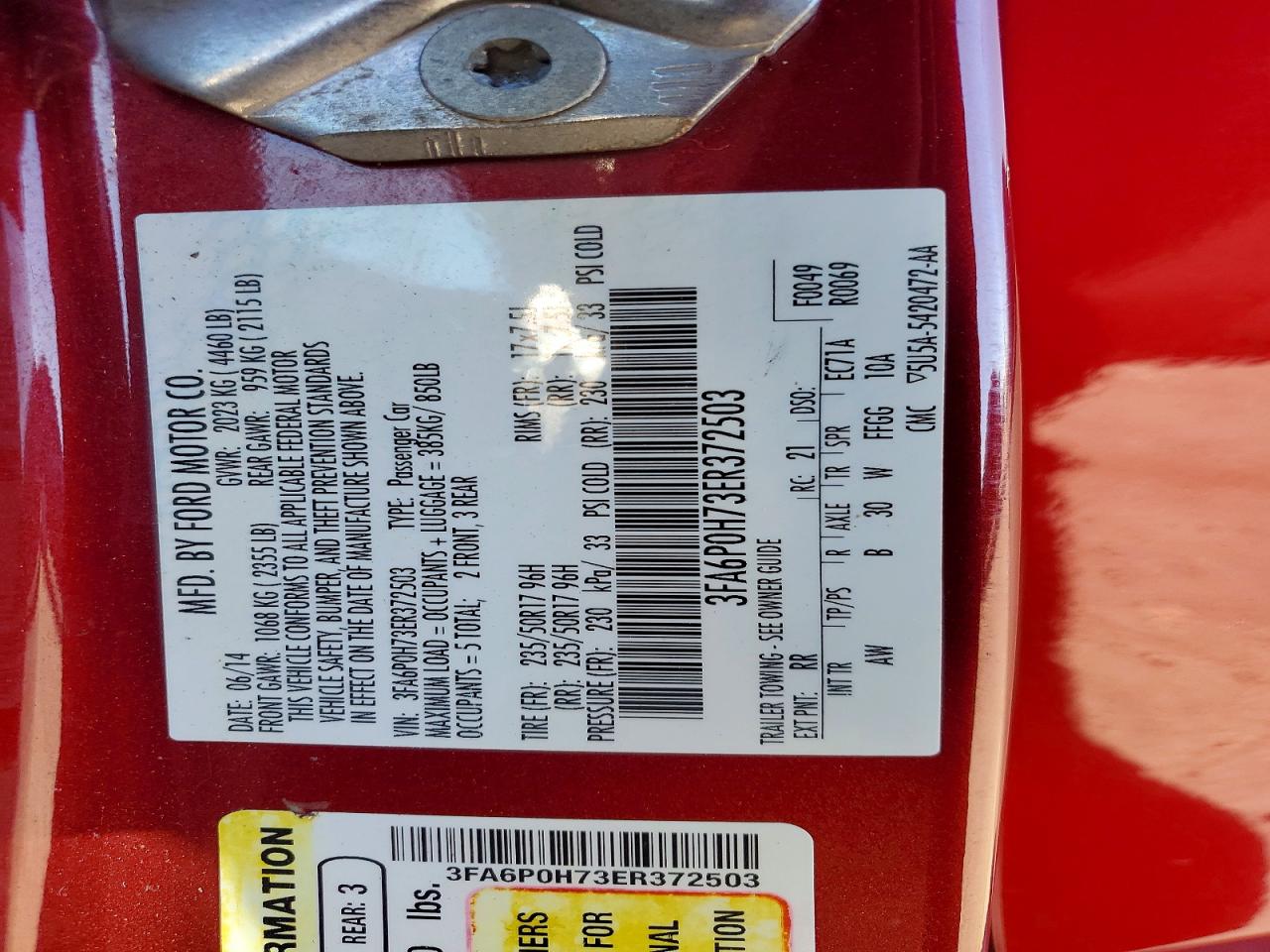 2014 FORD FUSION SE photo 12