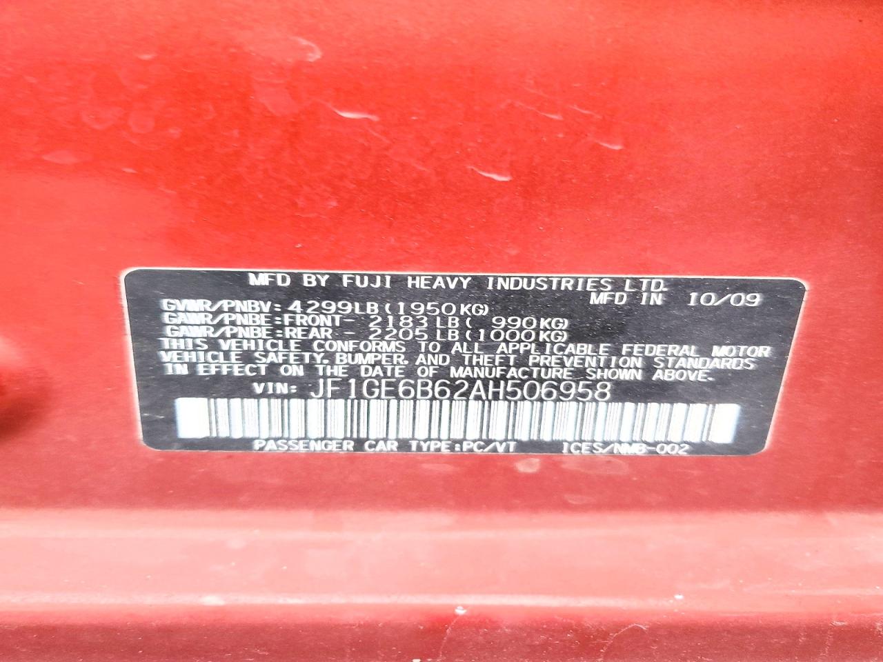 2010 SUBARU IMPREZA 2.5I PREMIUM photo 12