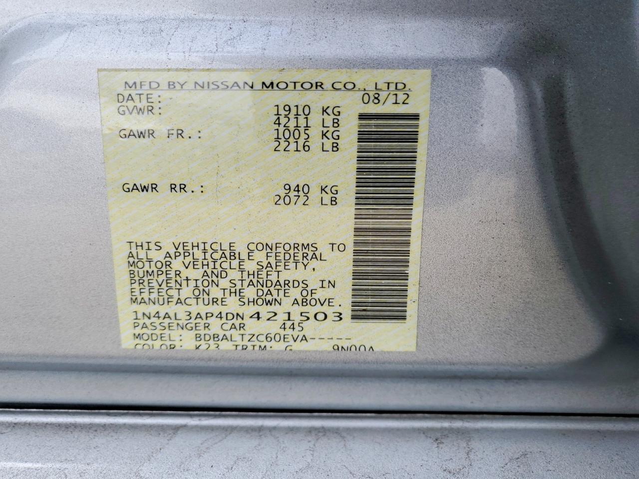 2013 NISSAN ALTIMA 2.5 photo 23