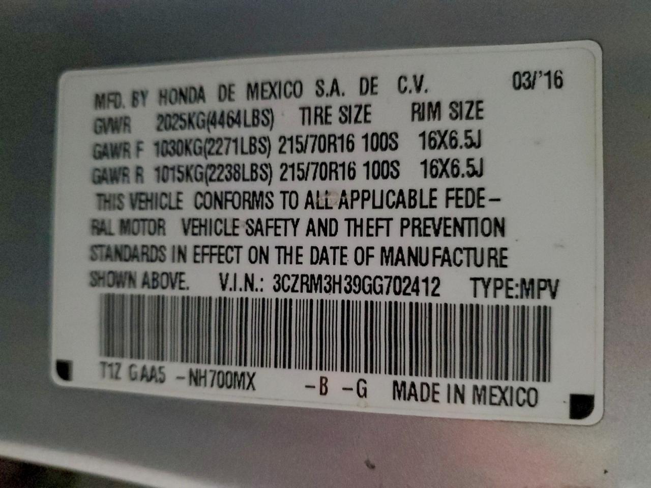 2016 HONDA CR-V LX photo 34