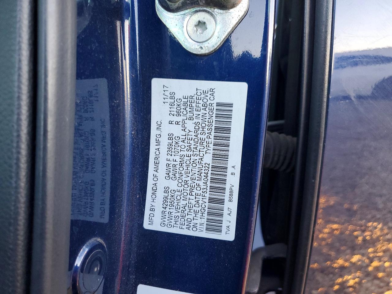 2018 HONDA ACCORD EXL photo 12