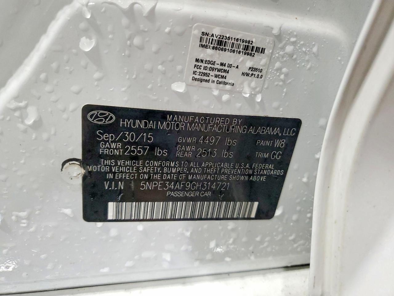2016 HYUNDAI SONATA SPORT photo 23