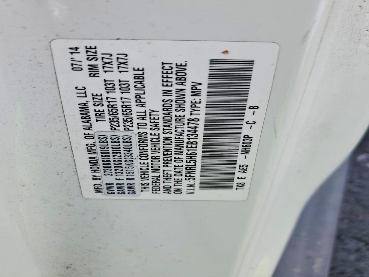 2014 HONDA ODYSSEY EXL photo 25