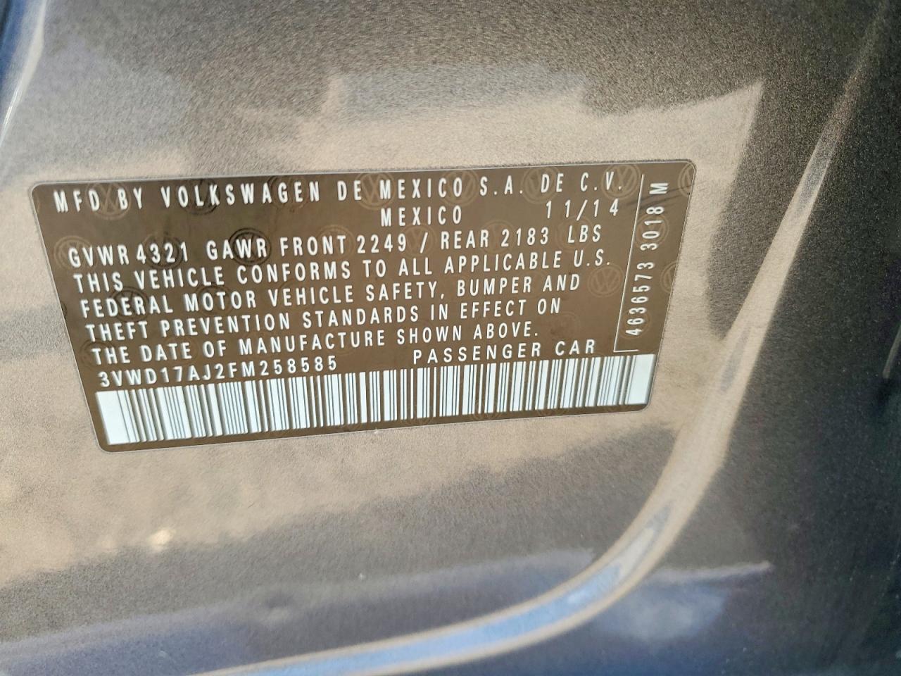 2015 VOLKSWAGEN JETTA SE photo 12