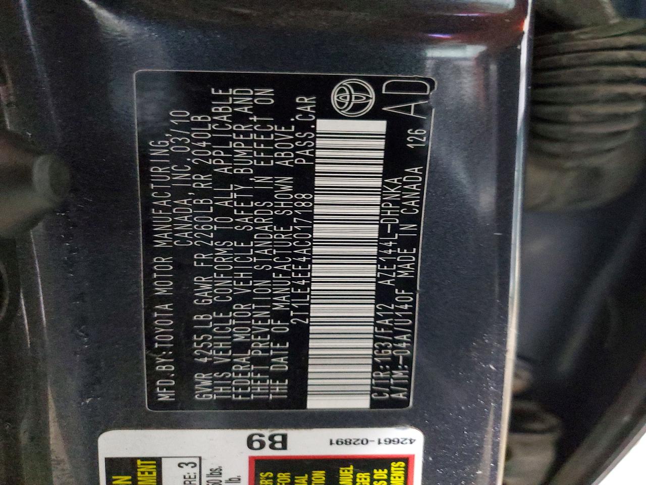 2010 TOYOTA COROLLA MATRIX S photo 12
