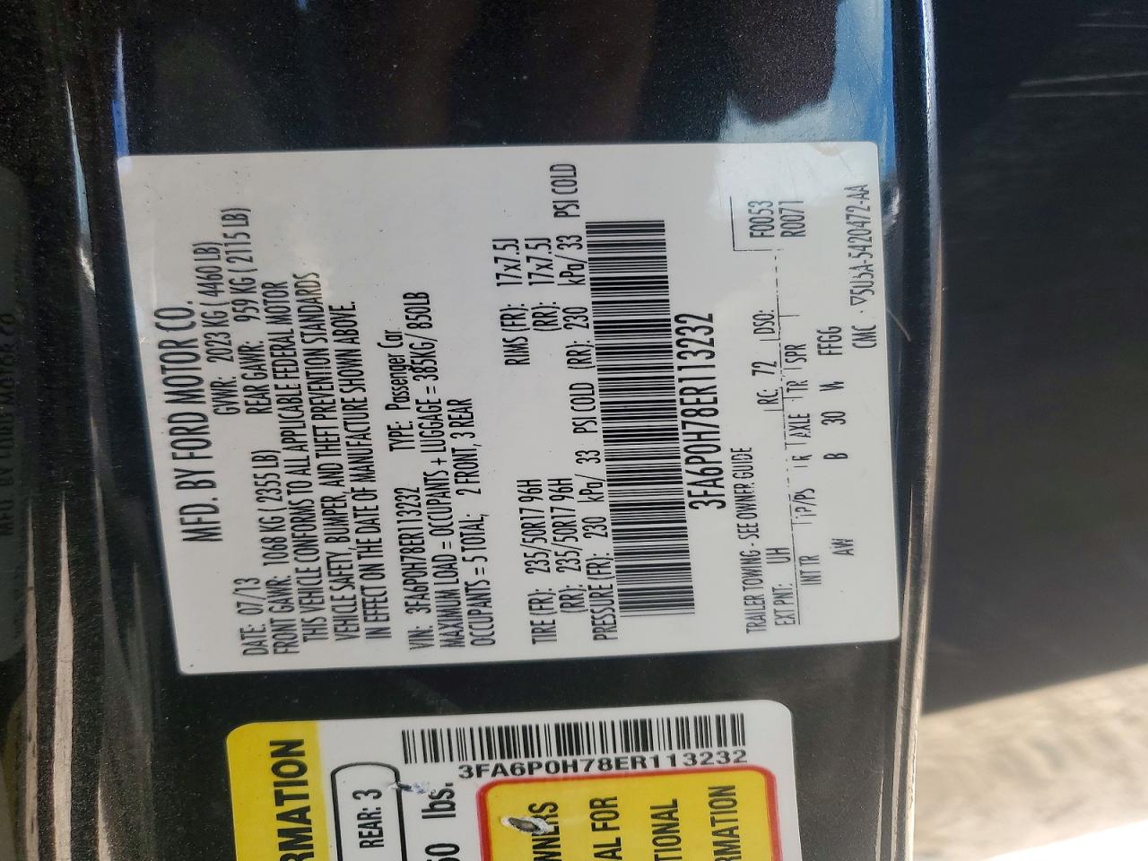 2014 FORD FUSION SE photo 12
