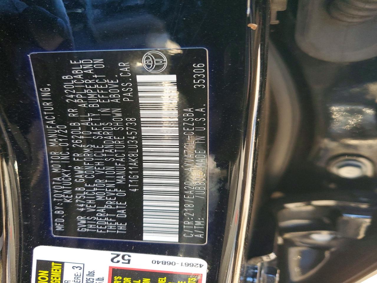 2020 TOYOTA CAMRY SE photo 12
