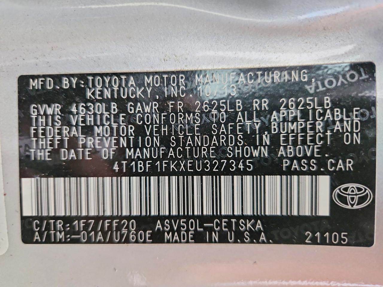 2014 TOYOTA CAMRY L photo 13