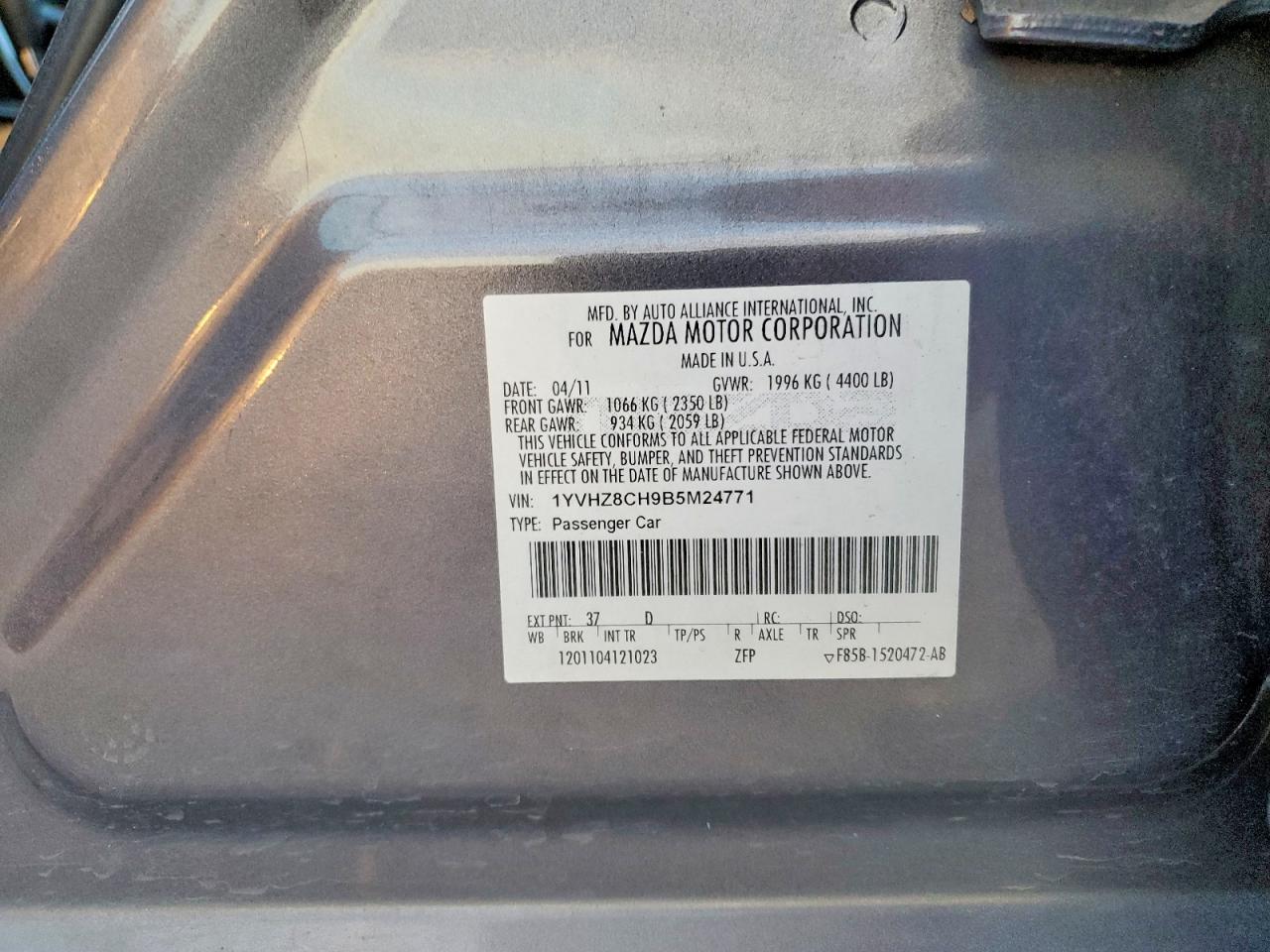 2011 MAZDA 6 I photo 13