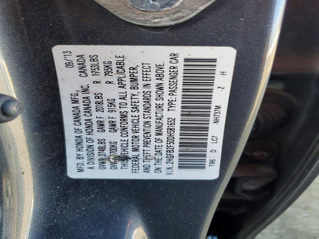 2013 HONDA CIVIC LX photo 13