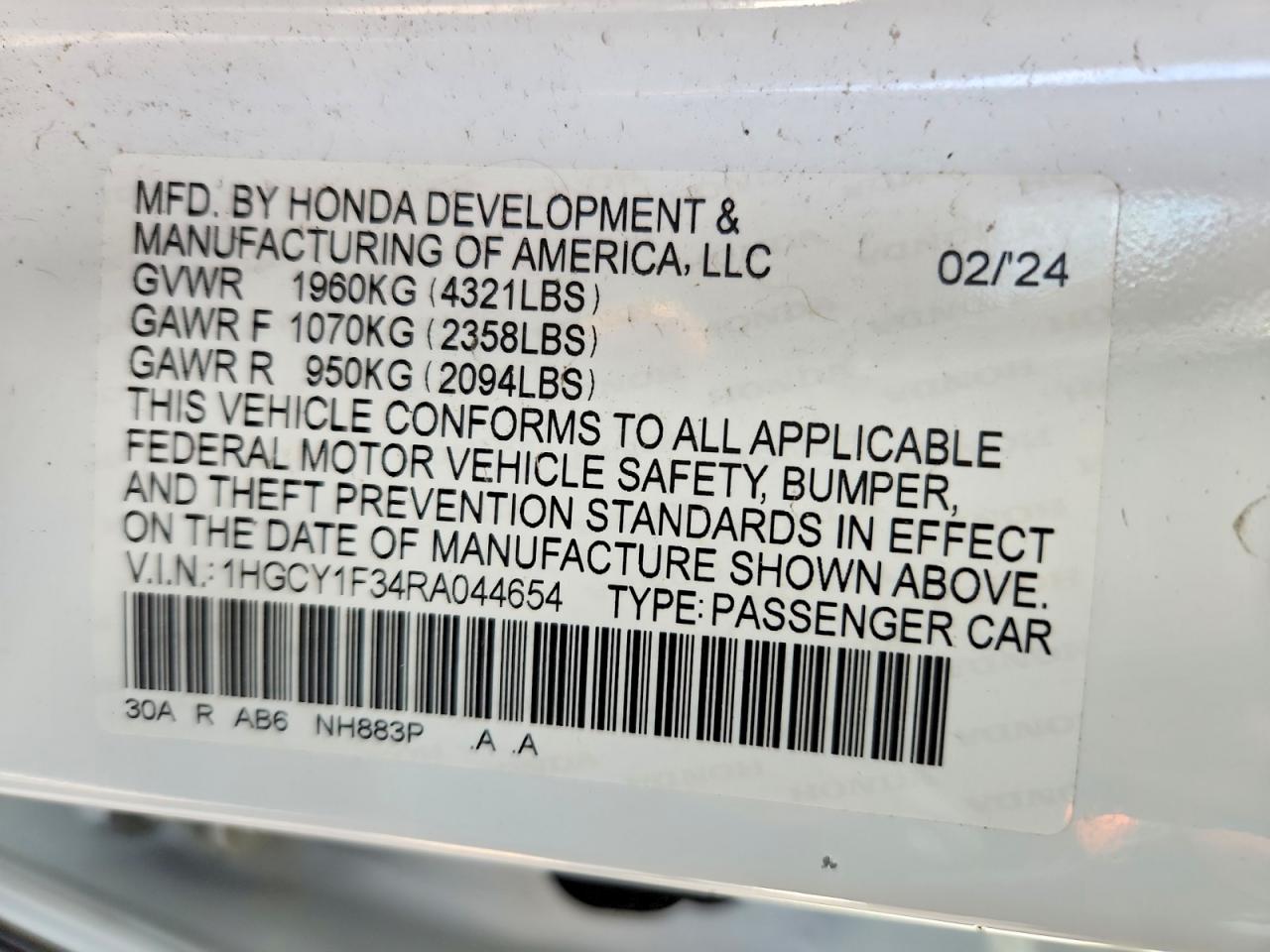 2024 HONDA ACCORD EX photo 12