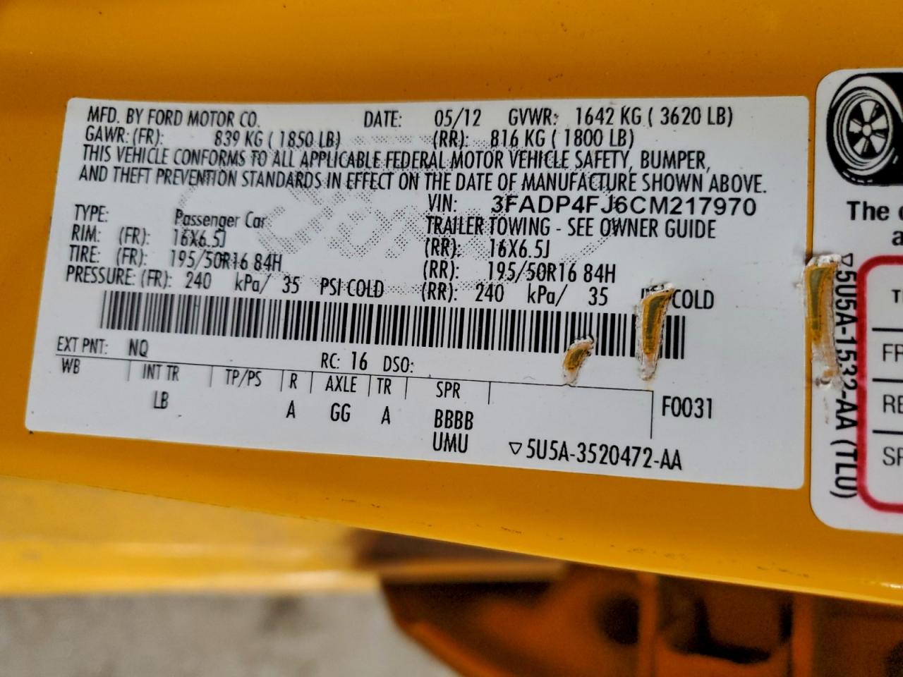 2012 FORD FIESTA SES photo 12