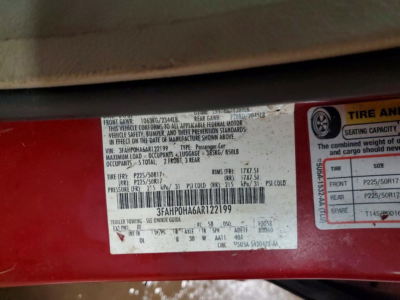2010 FORD FUSION SE photo 25