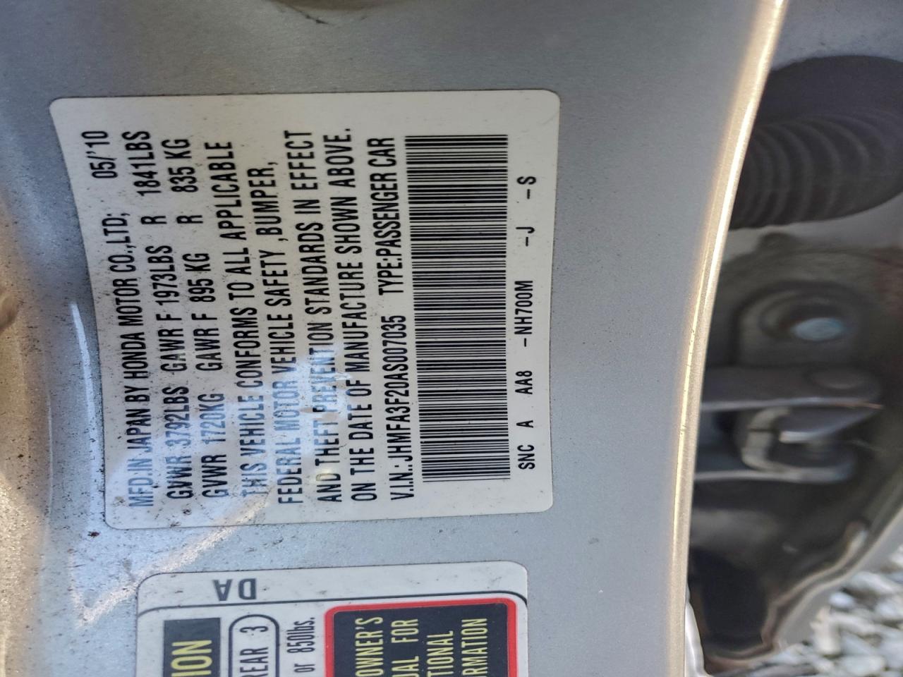 2010 HONDA CIVIC HYBRID photo 12
