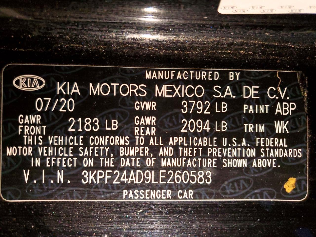 2020 KIA FORTE FE photo 13