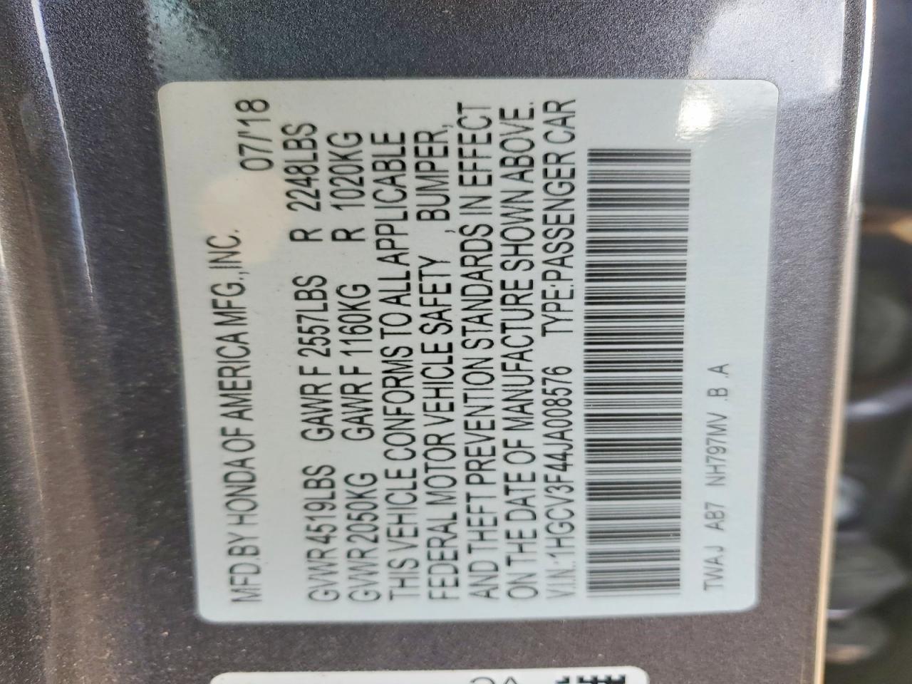 2018 HONDA ACCORD HYBRID EX photo 12