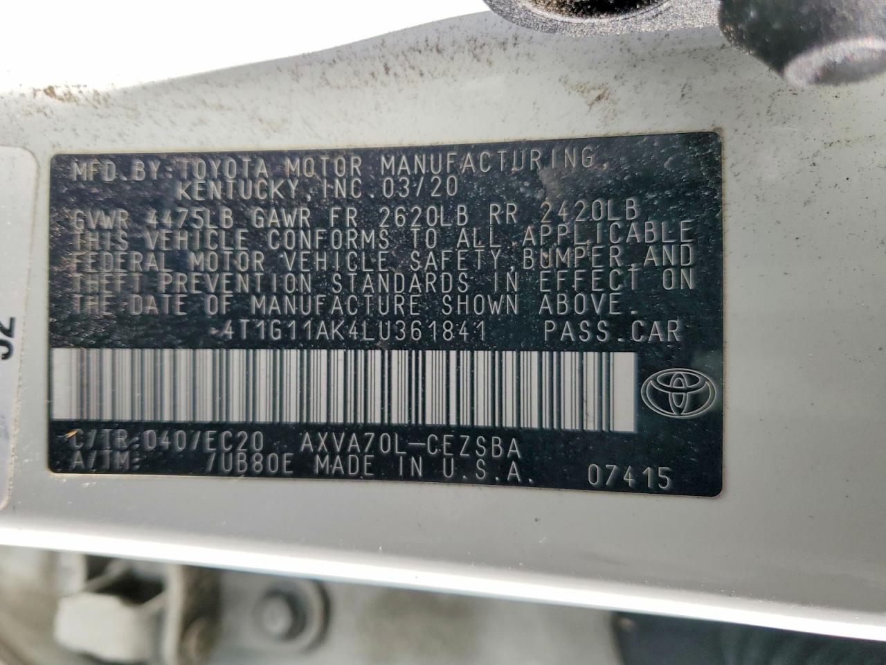2020 TOYOTA CAMRY SE photo 23