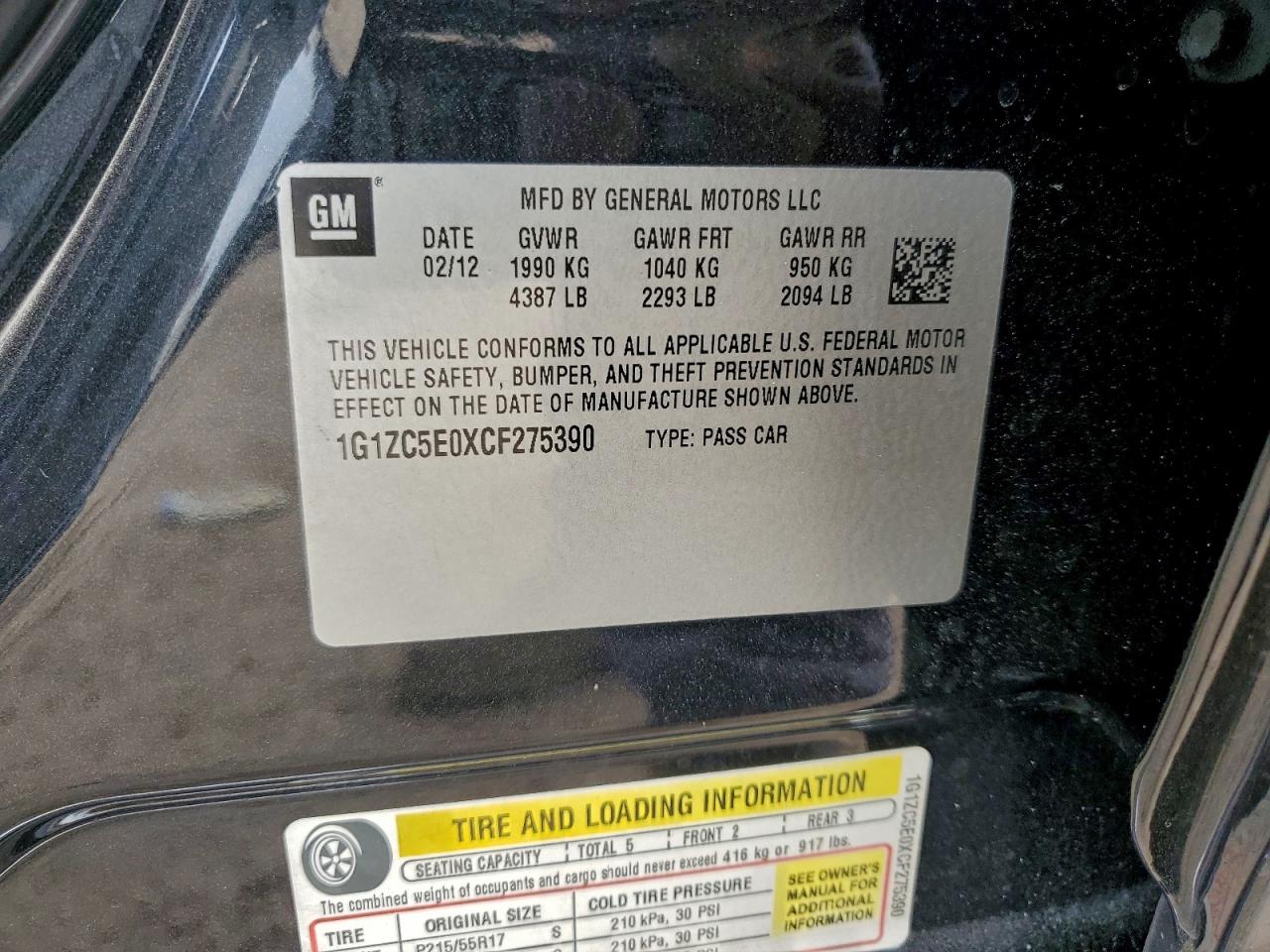 2012 CHEVROLET MALIBU 1LT photo 12
