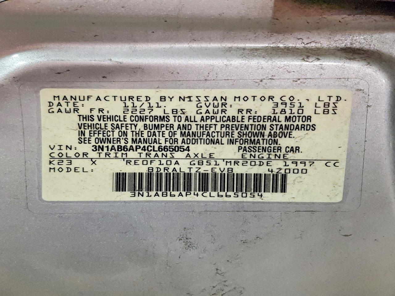 2012 NISSAN SENTRA 2.0 photo 12