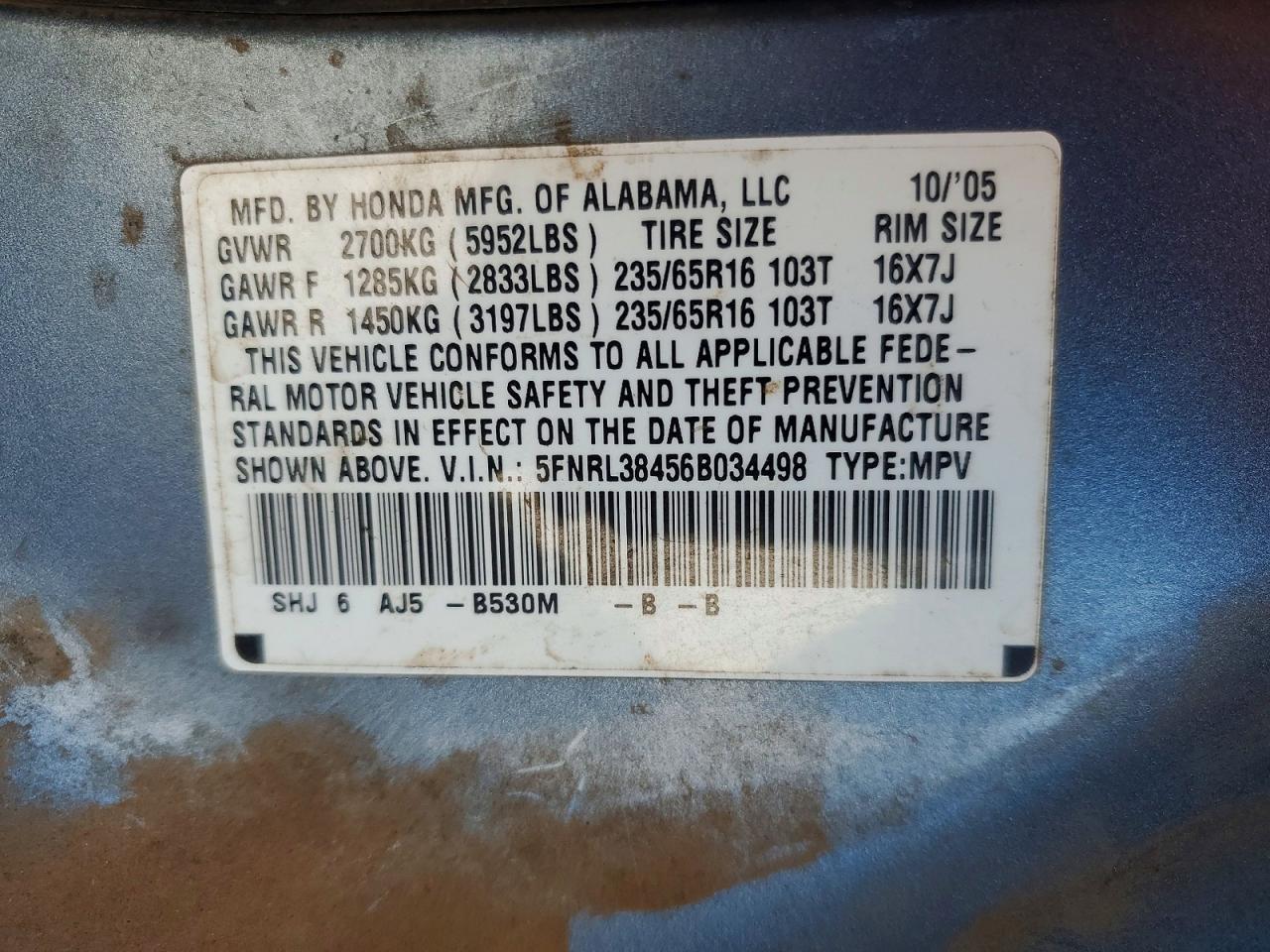 2006 HONDA ODYSSEY EX photo 27
