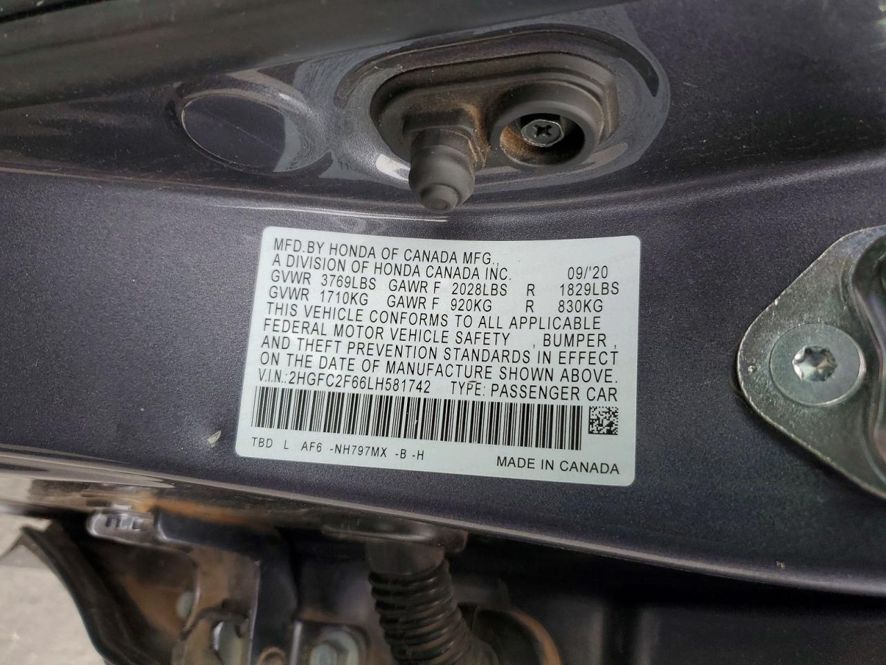 2020 HONDA CIVIC LX photo 12