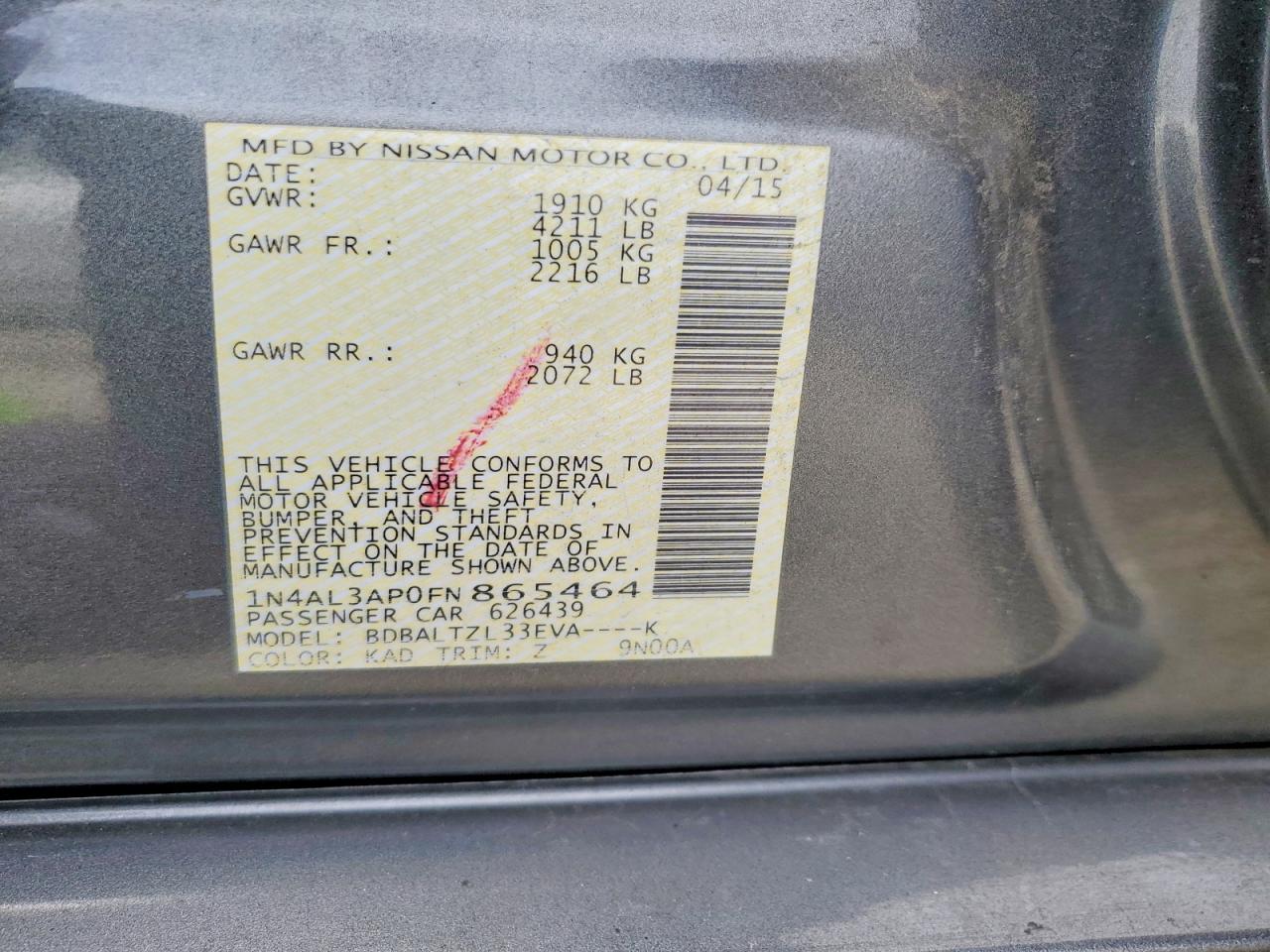 2015 NISSAN ALTIMA 2.5 photo 12