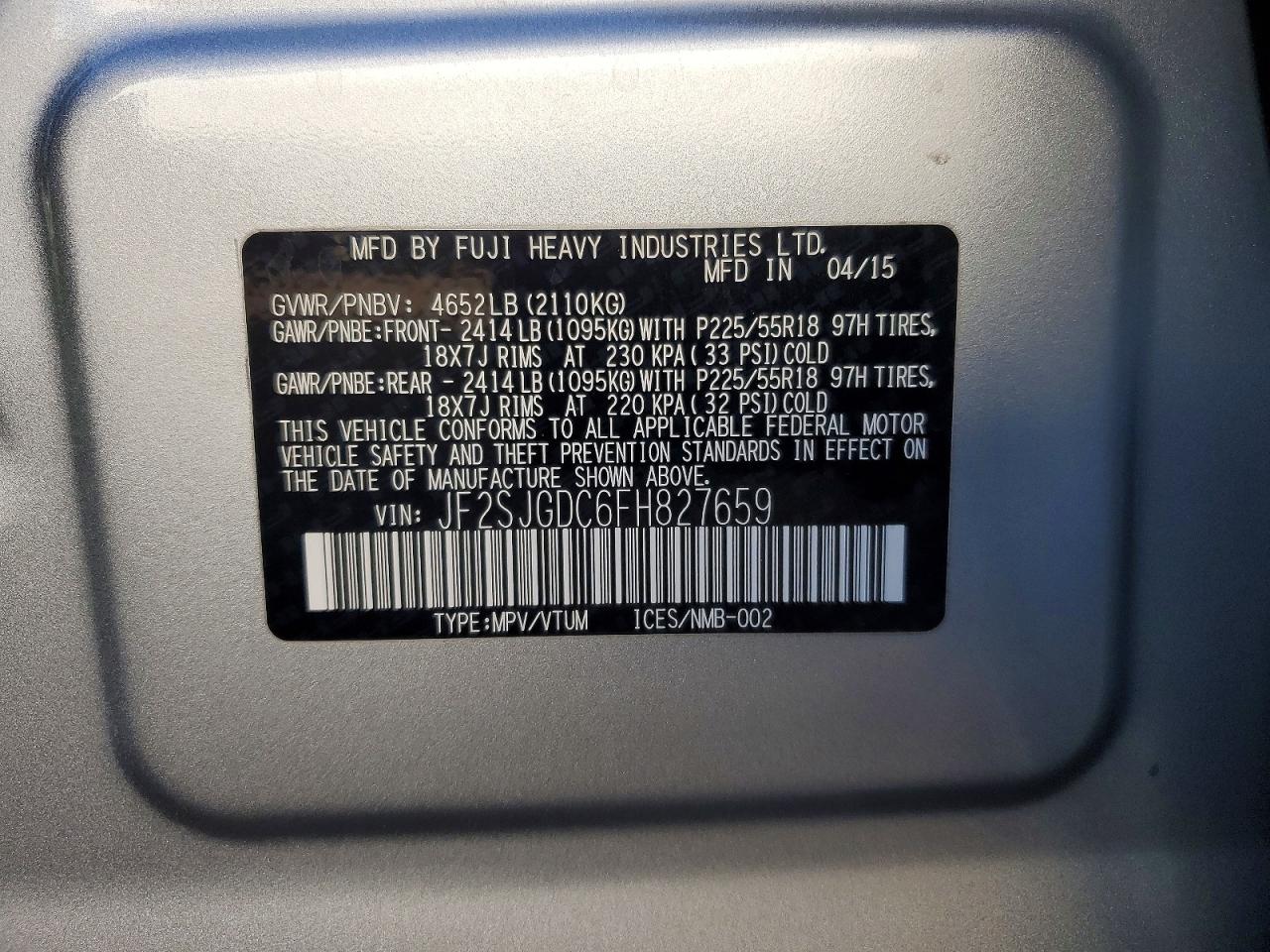 2015 SUBARU FORESTER 2.0XT PREMIUM photo 12